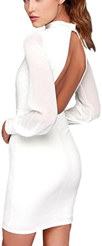 Autumn Melody Stylish Sexy Solid Color Pack Hip Skirt Slim Lady Dresses Size XS US (White)
