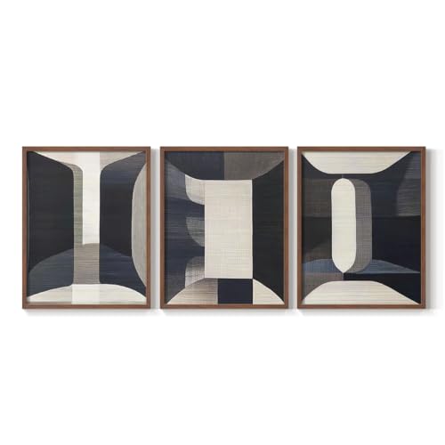 Renditions Gallery Set of 3 Peel & Stick Framed Prints, Modern Abstract Wall Ar…