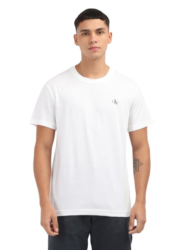 Calvin Klein Mens 2 Pack Monologo Short Sleeve Round Neck T-Shirts, White (Bright White/Bright White), 3XL