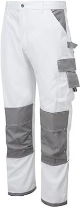 Portwest KS54 Men's Slim Fit Painters Work Trousers Knee Pad Pockets White M view 2