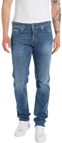Replay Herren Jeans Grover Straight-Fit, Bleu Moyen 009 (Blau), 27W / 32L