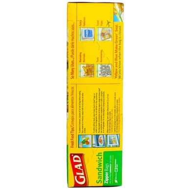 GLAD FOOD STORAGE ZIPPER SANDWICH BAGS 50 COUNT BOX (PACK OF 3)