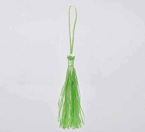 50 x Light Green Silky 13.5cm Crafts Making Tassels - Bookmarks, Scrapbooking and Cardmaking