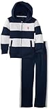 U.S. Polo Assn. Little Boys' Fleece Zip-Up Hoodie Set, Classic Navy, 7