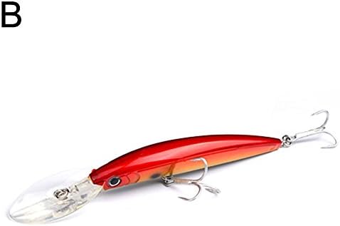 jiyoujianzhuzhuangshigongchengyouxiangongsi Artificial Minnow Fish Hard Lure Jig Fishing Bait Tackle with Two Hooks Tool - B