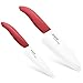 Kyocera Revolution Series 2-Piece Ceramic Knife Set: 5.5-inch Santoku Knife and a 4.5-inch Utility Knife, Red Handles with White Blades