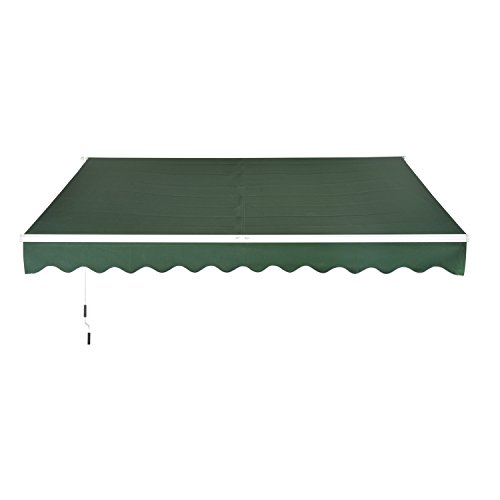 Outsunny 158″ Manual Retractable Patio Sun Shade Awning – Green