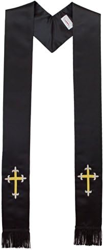 The Sash CompanyDeluxe Satin Clergy Stole with Embroidered Tripoint Cross