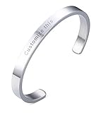 Mealguet Jewelry MG Personalized Stainless Steel Customs Engraving Quote Mantra Message Name Inspirational Cuff Bangle Bracelets Gift