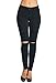 Vialumi Women Juniors Slashed Slit Knee Distressed Ripped Skinny Jeans Black 9