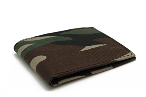 Canvas Army Military Camouflage Leather Bi-fold Wallet in Gift Box