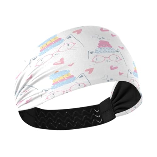 WELLDAY Headbands for Women Hat Cats Pattern Soft Elastic Non Slip Headbands for Women Running, Wide Women’s Head Band for Thin Hair