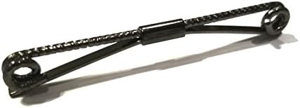 2.5 Inch Ornate Black Hematite Collar Pin Bar Gold Silver Tie Pin Clip Guard Clasp Keep Ties Stays Down (Reg. Length)
