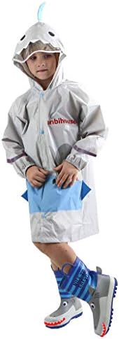 Rikay Kids Raincoat Children Shark Rain Jacket Waterproof Rain Poncho Rain Cape Rain Hoodies Rain Slicker for Boys Girls
