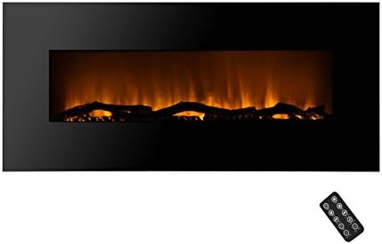 SHORFUNE 50" Electric Fireplace with Remote, 10 Color Lifelike Flames, 4 Changeable Media Beds, 1500W, Black