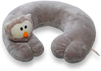 Quirky Perks Supercomfy Owl U Shaped Foam Soft Cushions Neck Rest Pillow for Travel, Car, Train, Flight, Bus - (Grey)