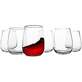 Vikko Stemless Wine Glasses, 16 Ounce, Set of 6, Clear, Durable, Modern, Casual Entertaining