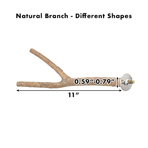 GNB PET 2pcs Bird Perch, Natural Y Shape Wooden Branch for Cage, Bird Parrot Natural Wood Fork Stand Perch Toy Birdcage Stands Pet Bird Toys, 11 Inches
