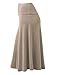 Lock and Love LL WB1105 Womens Lightweight Fold Over Flared Midi Skirt M TAUPE