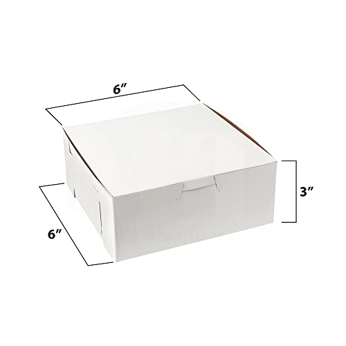 MT Products White Bakery Box NoWindow Size of 6" x 6" x 3" (50