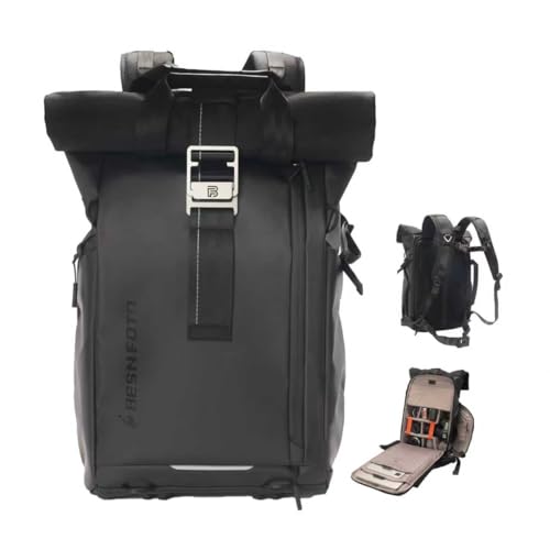 Besnfoto Wasserdichter Kamerarucksack, Fotorucksack mit Rolltop für Fotografen, Erweiterbarer DSLR Spiegellose Kamera Rucksack mit 15,6 Zoll Laptopfac
