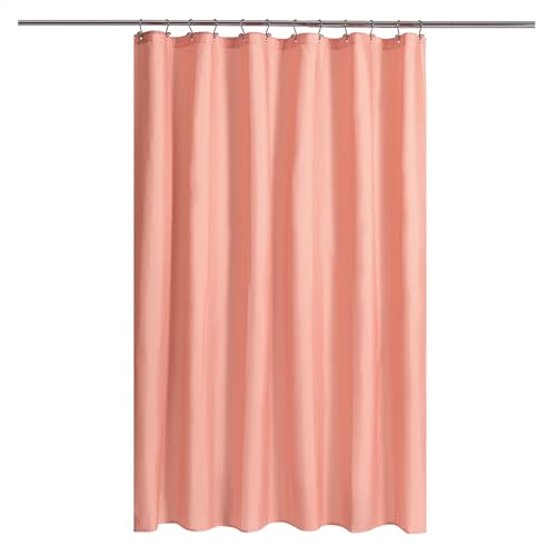 N&Y HOME Fabric Shower Curtain or Liner with Magnets - Hotel Quality, Machine Washable, Water Repellent - Coral, 72x72