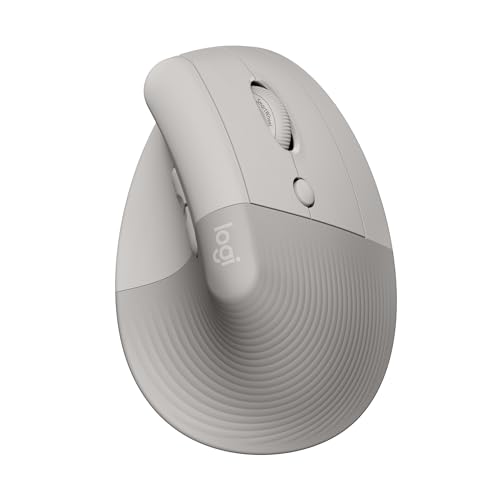 Logitech Lift Vertikale Ergonomische Maus, Kabellos, Bluetooth oder Logi Bolt USB-Empfänger, Leise Klicks, 4 Tasten, Kompatibel mit Windows/macOS/iPadOS, Laptop, PC - Sand