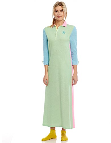 Ralph Lauren Nightgown, Maxi Long Sleeve Piqué Polo Style, Polly/Cotton, Green S