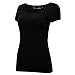 OThread & Co. Women's Short Sleeves T-Shirt Scoop Neck Plain Basic Spandex Tee (Small, Black)