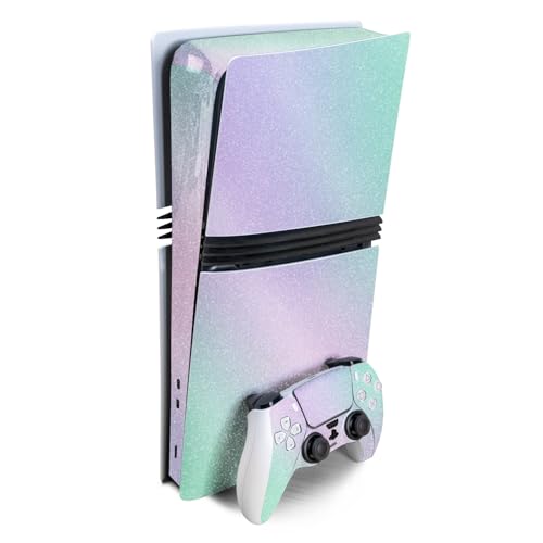 Glossy Glitter Gaming Skin Compatible with Sony PlayStation 5 PS5 Pro Bundle -…