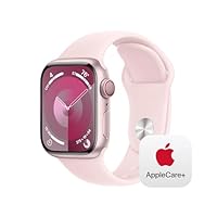 Apple Watch Series 9 [GPS + Cellular 41mm] Smartwatch with Pink Aluminum Case with Pink Sport Band S/M with AppleCare+ (2 Years)