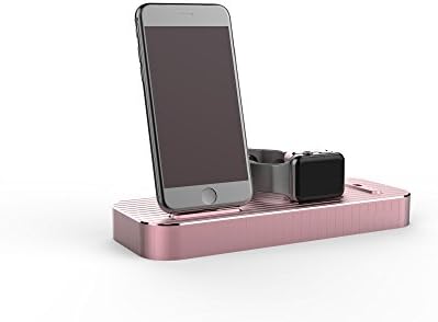 Apple iWatch Stand AirPods Accessories Aluminum 4 in 1 Apple Watch Charging Docks Holder for Apple Watch Series 3/ 2/ 1/ AirPods/ iPhone 8/ 8 Plus/ 7/ 7 Plus /6s/ iPad Mini Rose Gold