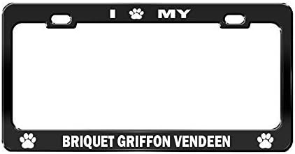 amiuhoun I PAW MY BRIQUET GRIFFON VENDEEN Black Dog License Plate Frame Auto Accessories