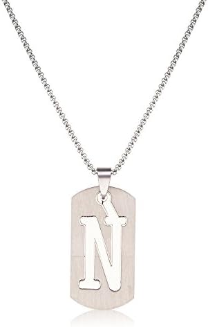 Shijun Unisex Stainless Steel 26 Letters Words alphabet Pendant Necklace 23 Inches Chain (N)