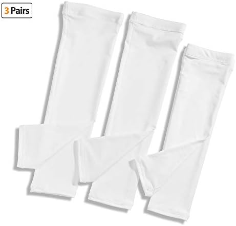 Veperain Arm Sleeves, UV Sun Protection Cooling Arm Sleeves for Cycling, Driving, Fishing, Golf, Basketball, Outdoor Sports, Arm Cover for Men&Women&Children -3 Pairs S/M/L (White Color)