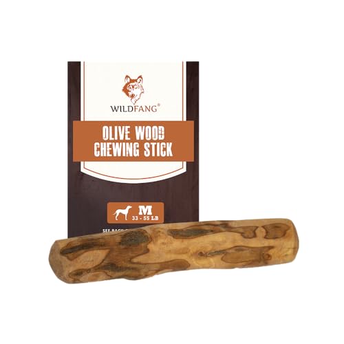 Wildfang® Olive Wood Chewing Stick | Dog Bone | Safe, Natural Dental Care Chew Toy for Dogs | Toy Stick for Dogs | Chew Root - Vegan, Low Calorie & Low Fat | Suitable for All Dogs | S