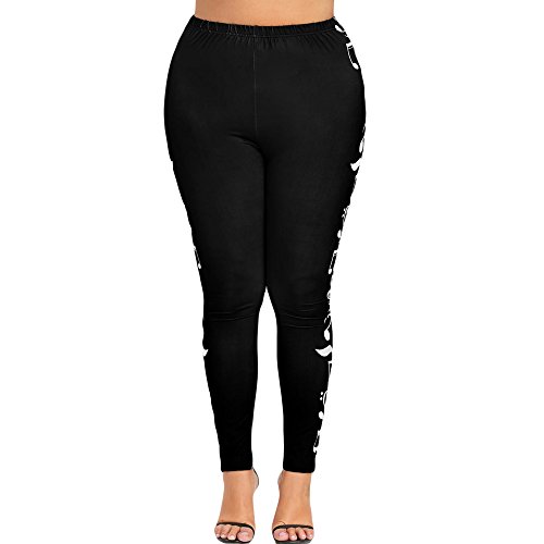 Botrong Yoga Pants for Women Plus Size, High Waist Sport Pants Music Note Leggings Trousers Black - Thumbnail 2