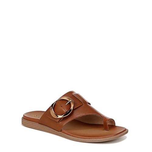 Naturalizer SOUL Womens Joanie Slide Buckle Flat Sandal Brown 6.5 M