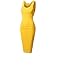 TWINTH Scoop Neck Styleish Sccop Neck Midi Slim Dress Yellow M