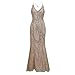 Women’s Halter V-Neck Evening Dress – Elegant Sequin Slim Long Dress Party Evening Hollow Out Lace Floor Length Dressthumb 3