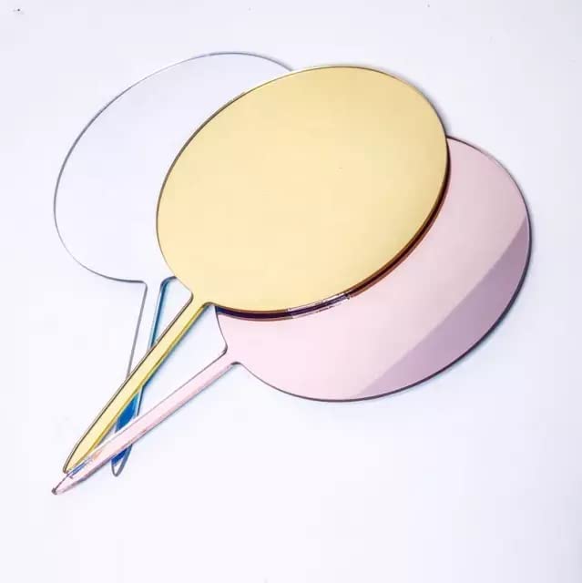 5 x Blank Acrylic Cake Toppers 10cm Circle 3mm Thick Paddle Decoration Birthday Wedding UK (MIRROR SILVER)