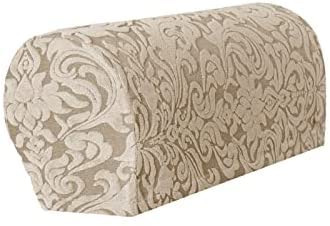 Sxspace Stretch Armrest Covers Jacquard Sofa Armrest Cover European Soft Knitting Sofa Armrest Covers Armchair Slipcover Furniture Protector Recliner Sofa Arm Slipcovers 4pcs (Khaki)