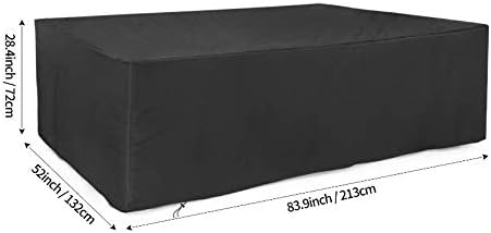 CDGroup Large Outdoor Protective Furniture Cover Rattan Garden Furniture Cover Waterproof Dustproof Windproof Anti-UV Summer Protection for Patio Dining Table Sofa Sets Black 200x160x70CM