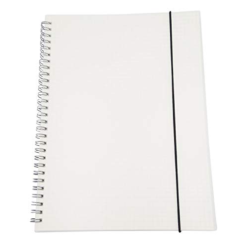 Missonchoo Hardcover Transparent Spiral Notebook,160pages 100 GSM Double Wire-bound Notepad,Acid-free Ivory Journal With Elastic Closure Strap B5 Size 7.5x10.3 in-squared