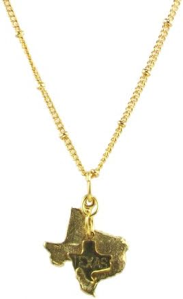 Susan Shaw Handcasted Gold Plated Curb and Ball Chain "Texas" Pendant Necklace