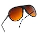 Sunglass Stop - 80's Retro Round XL Blue Blocking Aviator Bomber Sunglasses (Matte Black, Amber (Blue Blocking))