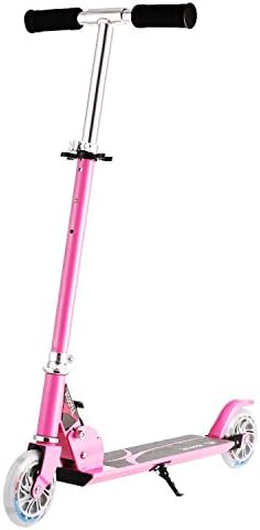 ESHION Foldable Height Adjustable 2-Wheel Aluminium Kick Scooter for Kid with LED Light Up Wheels (US STOCK)