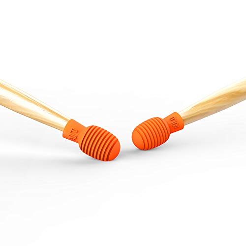 6 Pieces Drum Silent Tips Drum Dampener Silicone Drumstick Drum Practice Silent Accessories Mute Replacement for Musical Practice Instruments(Orange,Grey) - Thumbnail 4