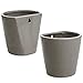 MyGift Set of 2 Wall-Mounted Gray Ceramic Sconce Flower Plant Vase, Succulent Planter Pots