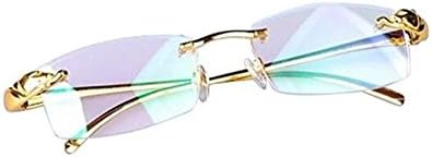Luxury Pure Titanium LEOPARD HEAD BRAND Rimless Gold Eyeglass Frame Spectacles